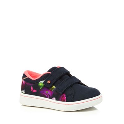 Girls' navy floral print ritape tennis trainers